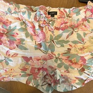 LOFT High Waist Floral Shorts - Pink and Green